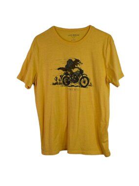 Lucky Brand Shirt L Mens Stay Wild Graphic Print Tee Coyote Motorcycle Crew Neck